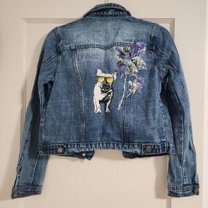 Buffalo David Bitton Denim Jacket with French Bulldog on Back Size XS/TP